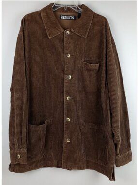 Results Mens XL Brown Corduroy‎ Multiple Pockets Long Sleeve Button Up Jacket